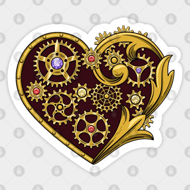 Steampunk Gears Heart Sticker by HolidayBug